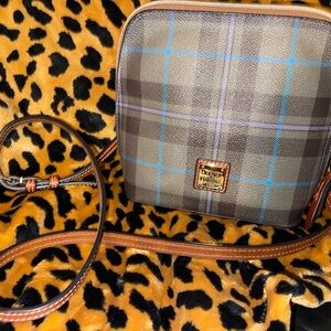 Dooney & Bourke Brown and Blue Plaid Crossbody